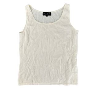 Claudia Nichole Cashmere Cream Tank Top Sleeveless Medium Basic Classic Preppy